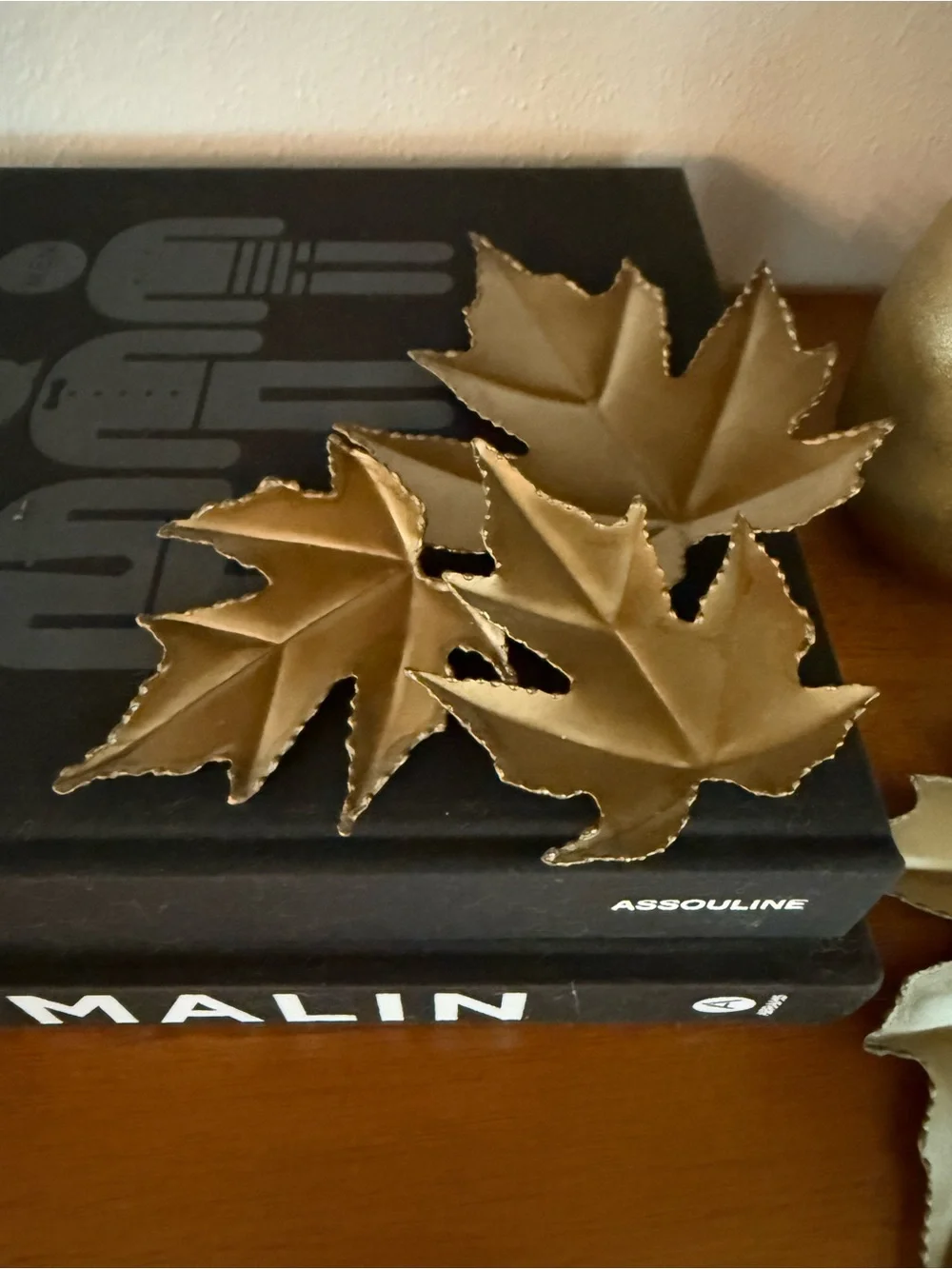 Vintage Pottery Barn gold leaves